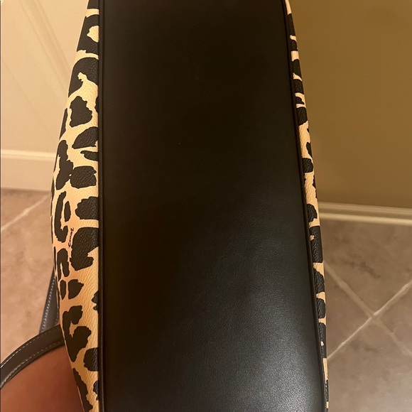 Coach Leopard Print Tote in Black and Cream - Picture 3 of 5